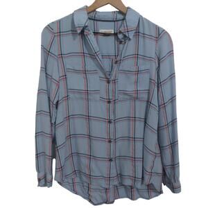 Anthropologie Pilcro & the Letterpress XS Light Blue Plaid Buttonfront Top